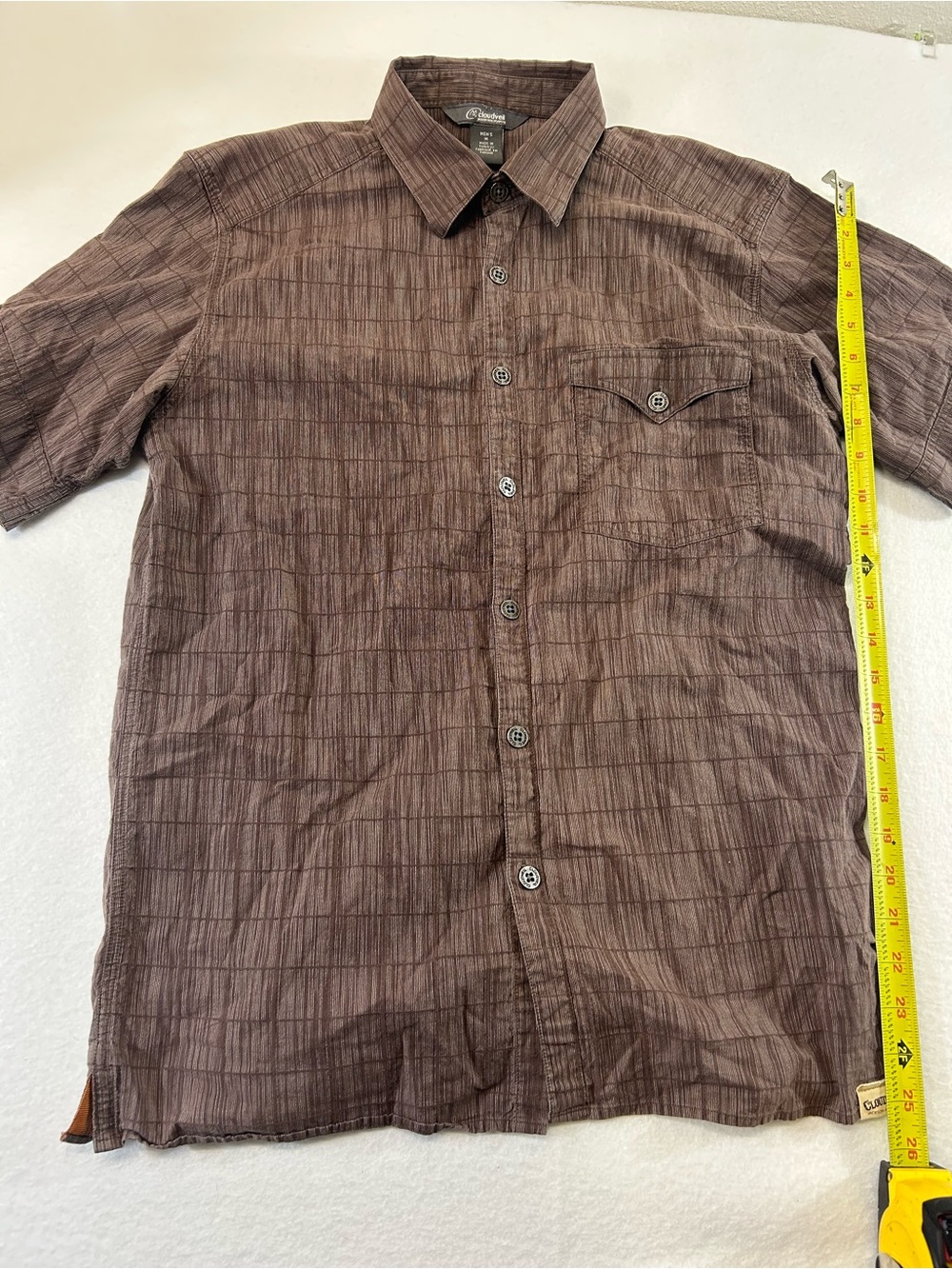 Cloudveil men’s M Casual Short-Sleeve Button-Down Shirt - Brown